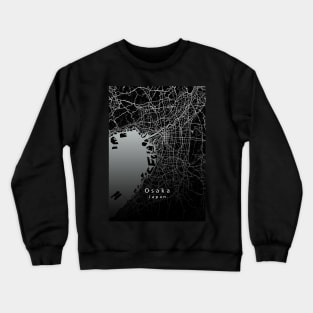 Osaka Japan City Map dark Crewneck Sweatshirt